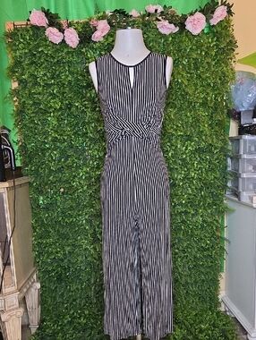 Sugarlips Black and White Striped Sleeveless Jumpsuit